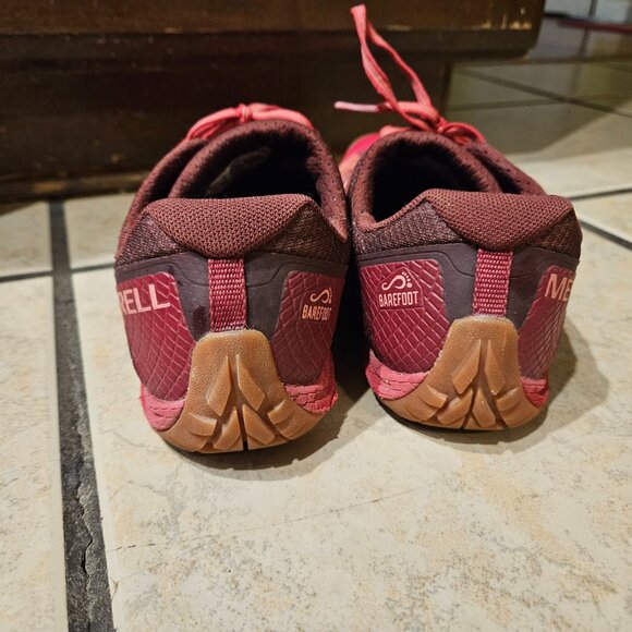 Merrell Trail Glove 4 Barefoot Hiking Shoes Pink and Red Vibram Sole Sneakers - Picture 3 of 7
